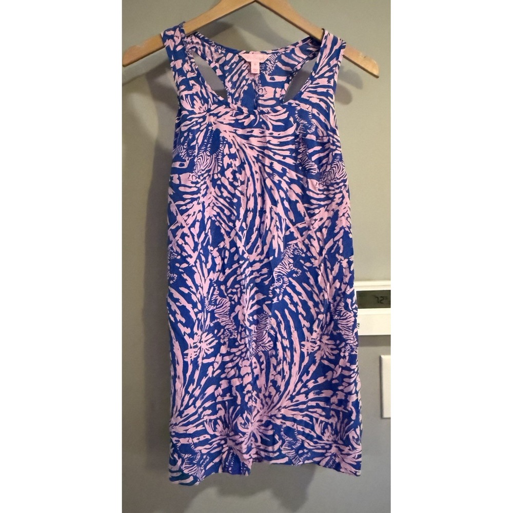 Lilly Pulitzer Silk Dress Racer Back Tropical Floral Women's XS